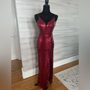 Red Sequin Formal Prom Dress